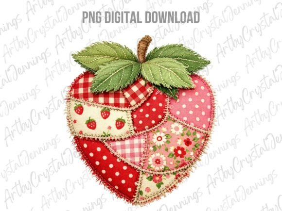 Download Quilted Patchwork Strawberry Fruit PNG - Berry Collection
