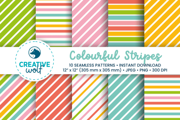 Download Bold Colorful Stripes Seamless Patterns - Colorful Collection