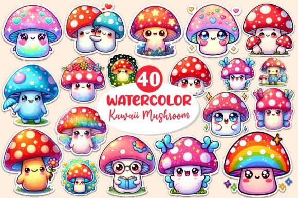 Download Kawaii Mushroom Stickers Clipart - Premium Resources