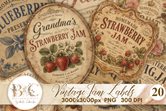 Download Vintage Jam Labels Bundle Stickers PNG - Bundle Collection