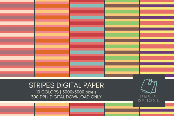 Download Colorful Stripes Digital Paper - Colorful Collection
