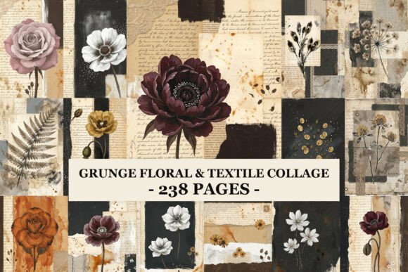 Download Grunge Floral &amp; Textile Collage - Textile Collection