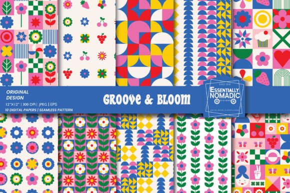 Download Colorful Bauhaus Geometric Digital Paper - Colorful Collection