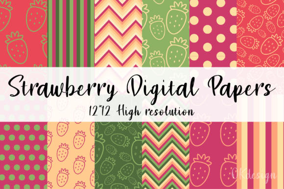 Download Strawberry Digital Papers Set High Res - Berry Collection