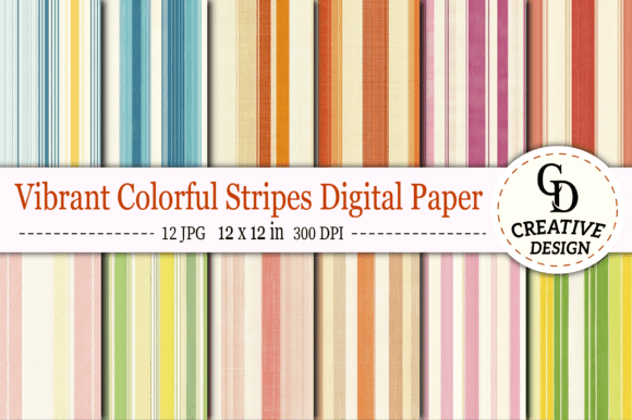 Download Vibrant Colorful Stripes Digital Paper - Colorful Collection