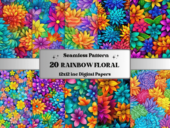 Download Seamless Rainbow Colorful Flower Pattern - Colorful Collection