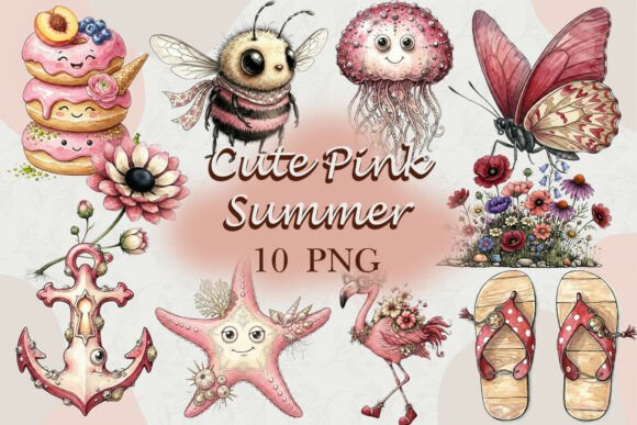Download Cute Pink Summer Clipart PNG - Pink summer Collection