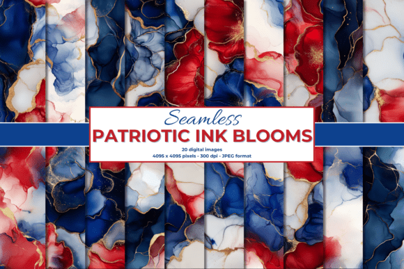 Download Patriotic Ink Blooms Backgrounds Bundle - Bundle Collection