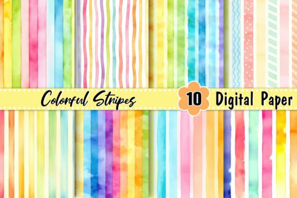 Download Colorful Stripes Digital Paper - Colorful Collection