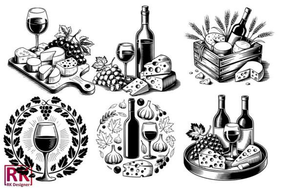 Download Wine and Cheese SVG Bundle - Bundle Collection