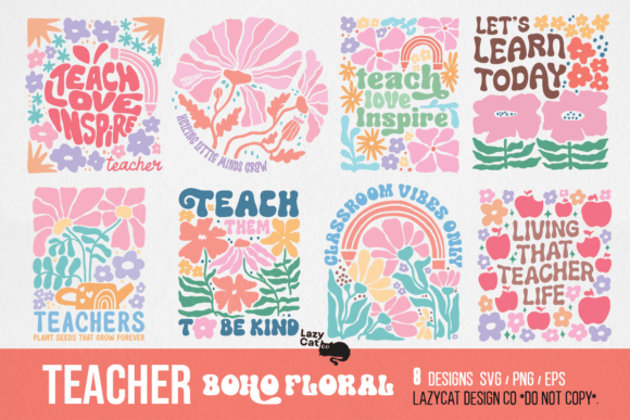 Download Teacher Boho Floral SVG PNG Bundle - Bundle Collection