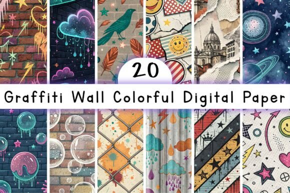 Download Graffiti Wall Colorful Digital Paper - Colorful Collection
