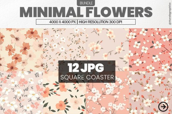 Download Minimal Flowers Square Coaster Bundle - Bundle Collection