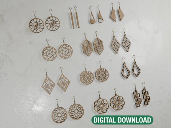 Download Laser Cut Earrings Bundle Symmetric - Bundle Collection