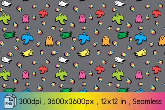 Download Candy Corn Ghost Colorful Digital Paper - Colorful Collection