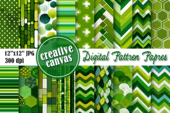 Download Green Geometric Digital Paper Bundle - Bundle Collection