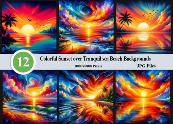 Download Colorful Sunset over Tranquil Sea Beach - Colorful Collection