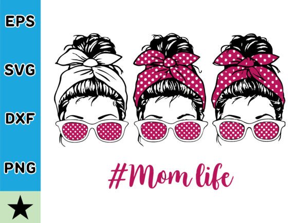 Download Polka Dot Messy Bun Mom Svg Bundle - Bundle Collection