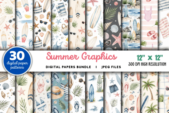 Download Summer Digital Paper Graphics Bundle - Bundle Collection