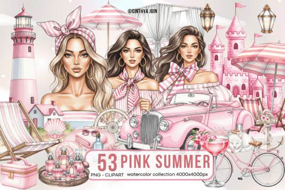Download Pink Summer Watercolor Clipart Bundle - Premium Resources