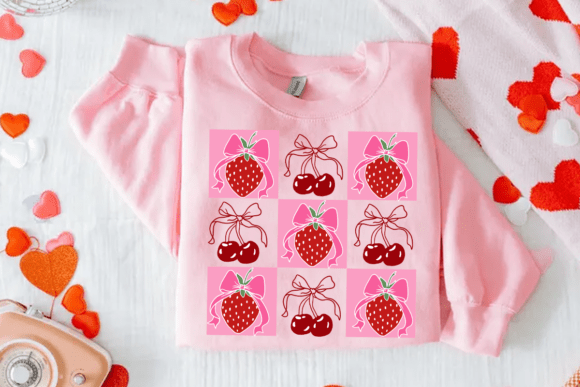 Download Coquette Strawberry Cherry PNG, Pink Bow - Berry Collection