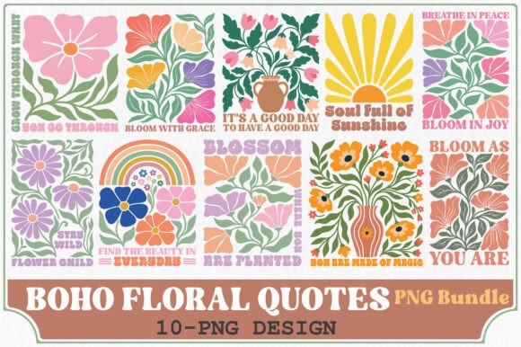 Download Boho Floral Quotes PNG Bundle - Bundle Collection