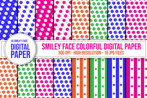 Download Smiley Face Colorful Digital Paper - Colorful Collection
