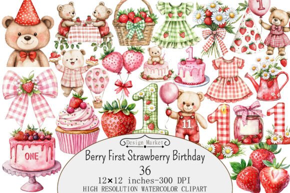 Download Berry First Strawberry Birthday Clipart - Berry Collection