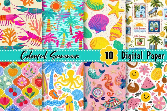 Download Colorful Summer Digital Paper - Colorful Collection