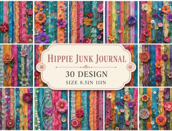 Download Vintage Boho Textile Collage Papers - Textile Collection