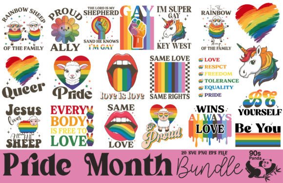 Download LGBTQ Pride Month Bundle 20 Retro Design - Bundle Collection