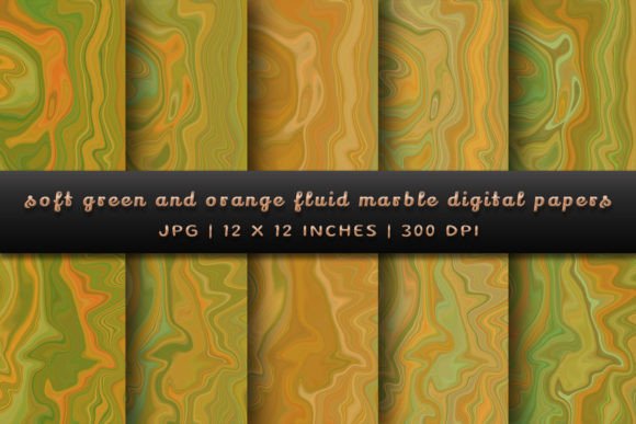 Download Soft Green and Orange Fluid Marble - Orange Collection