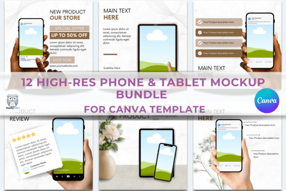 Download 12 High-Res Phone &amp; Tablet Mockup Bundle - Bundle Collection