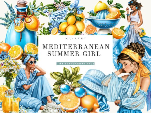 Download Mediterranean Summer Girl Clipart Bundle - Bundle Collection