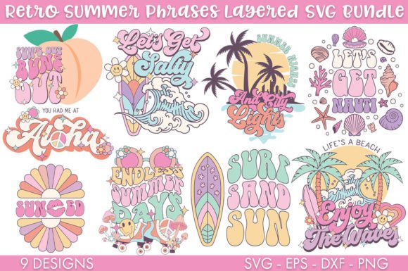 Download Retro Summer Phrases Layered SVG Bundle - Bundle Collection